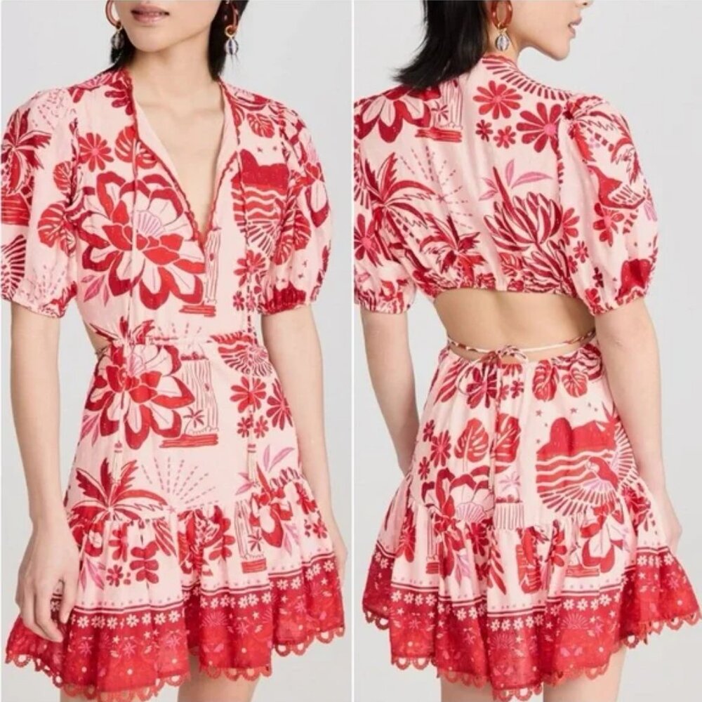 NEW XS Farm Rio Women's Rio Tiles Mini-Dress